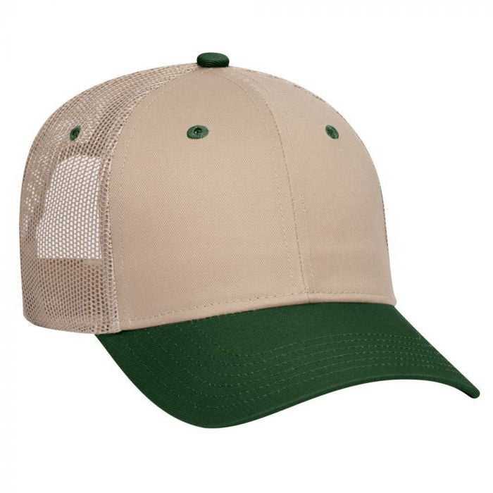 OTTO 83-473 Cotton Twill Low Profile Pro Style Mesh Back Cap with 6 Embroidered Eyelets - Dark Green Khaki - HIT a Double - 1