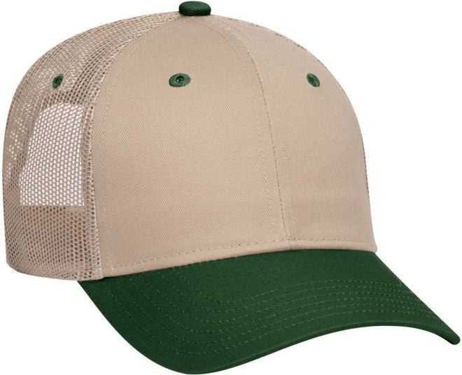 OTTO 83-473 Cotton Twill Low Profile Pro Style Mesh Back Cap with 6 Embroidered Eyelets - Dark Green Khaki - HIT a Double - 1