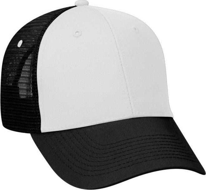 OTTO 83-473 Cotton Twill Low Profile Pro Style Mesh Back Cap with 6 Embroidered Eyelets - Black White Black - HIT a Double - 1
