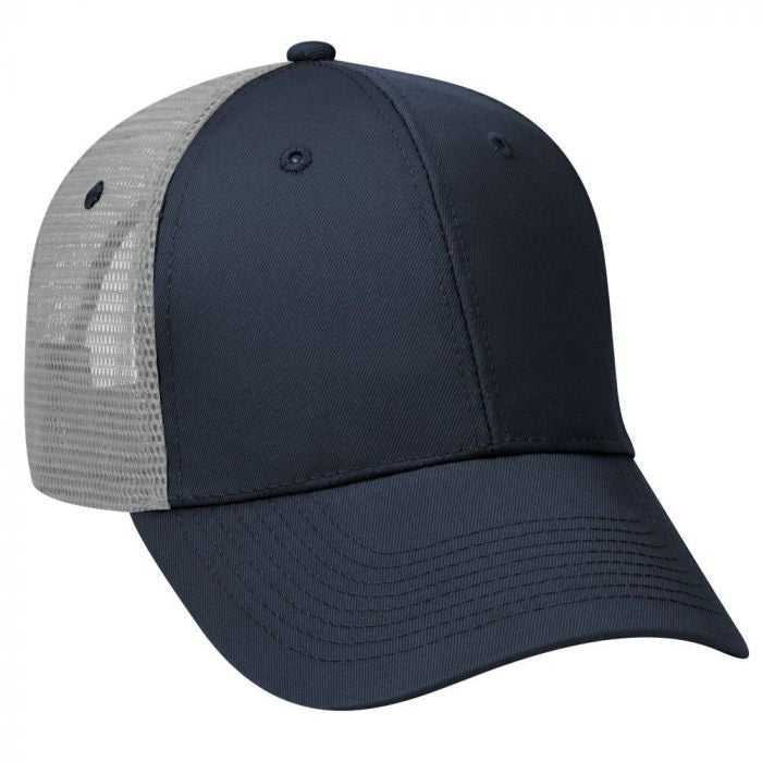 OTTO 83-473 Cotton Twill Low Profile Pro Style Mesh Back Cap with 6 Embroidered Eyelets - Navy Navy Gray - HIT a Double - 1