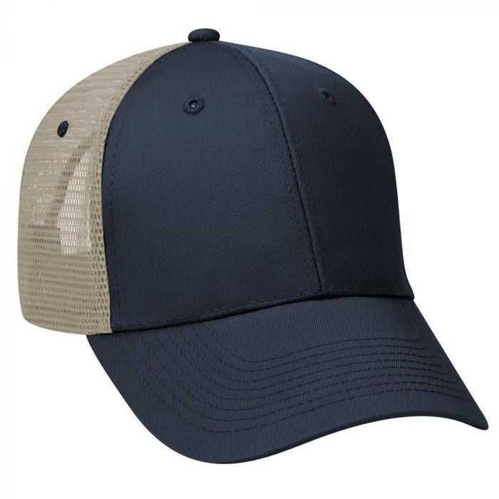 OTTO 83-473 Cotton Twill Low Profile Pro Style Mesh Back Cap with 6 Embroidered Eyelets - Navy Navy Khaki - HIT a Double - 1