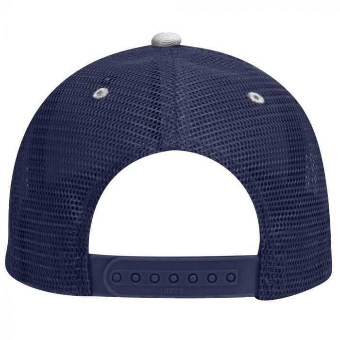 OTTO 83-473 Cotton Twill Low Profile Pro Style Mesh Back Cap with 6 Embroidered Eyelets - Navy White Navy - HIT a Double - 1