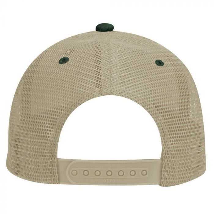 OTTO 83-473 Cotton Twill Low Profile Pro Style Mesh Back Cap with 6 Embroidered Eyelets - Dark Green Dark Green Khaki - HIT a Double - 2
