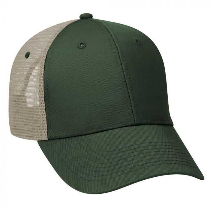 OTTO 83-473 Cotton Twill Low Profile Pro Style Mesh Back Cap with 6 Embroidered Eyelets - Dark Green Dark Green Khaki - HIT a Double - 1