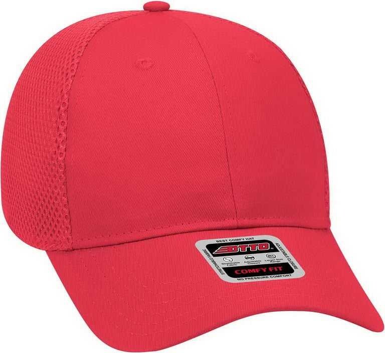 OTTO 83-605 Deluxe Cotton Twill Low Profile Air Mesh Back Cap - Red - HIT a Double - 1