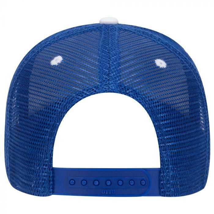 OTTO 84-482 Brushed Bull Denim Sandwich Visor Low Profile Pro Style Mesh Back Structured Firm Front Panel Cap - Royal Royal White - HIT a Double - 1