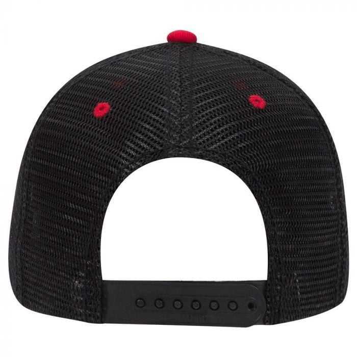OTTO 84-482 Brushed Bull Denim Sandwich Visor Low Profile Pro Style Mesh Back Structured Firm Front Panel Cap - Black Black Red - HIT a Double - 1