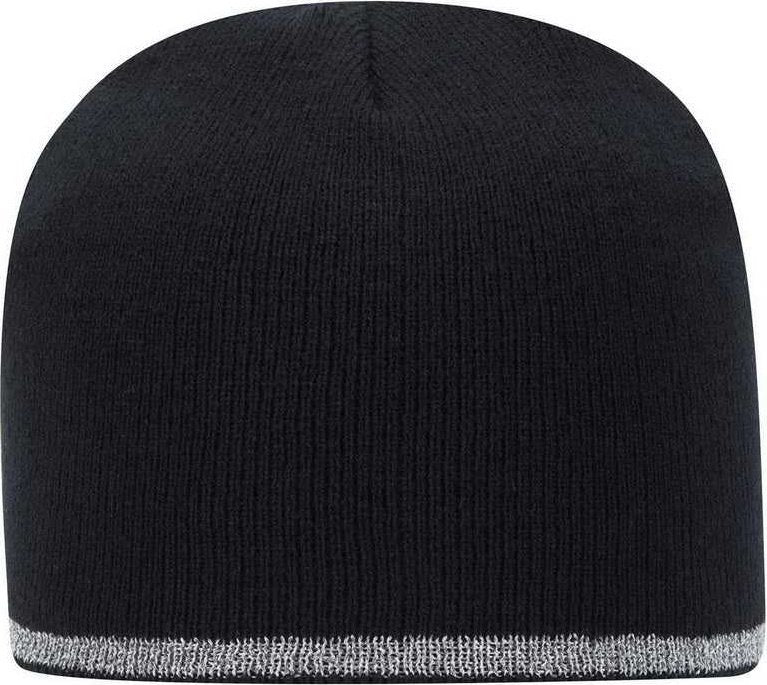 OTTO 91-1237 100% Acrylic 8&quot; Reflective Beanie - Black - HIT a Double - 1