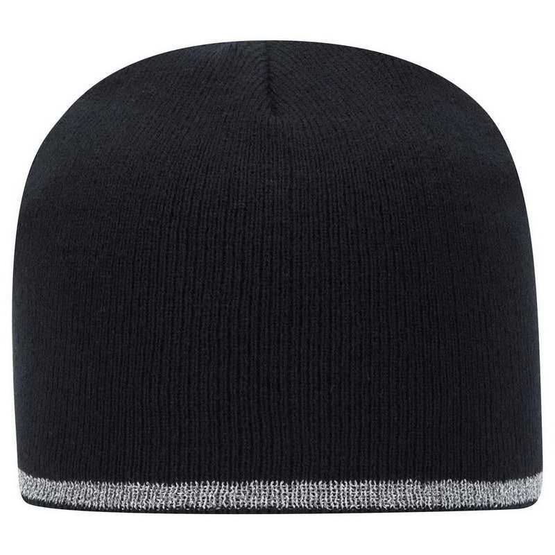 OTTO 91-1237 100% Acrylic 8&quot; Reflective Beanie - Black - HIT a Double - 1