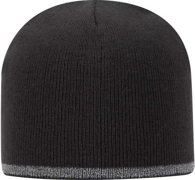 OTTO 91-1237 100% Acrylic 8&quot; Reflective Beanie - Charcoal Gray - HIT a Double - 1