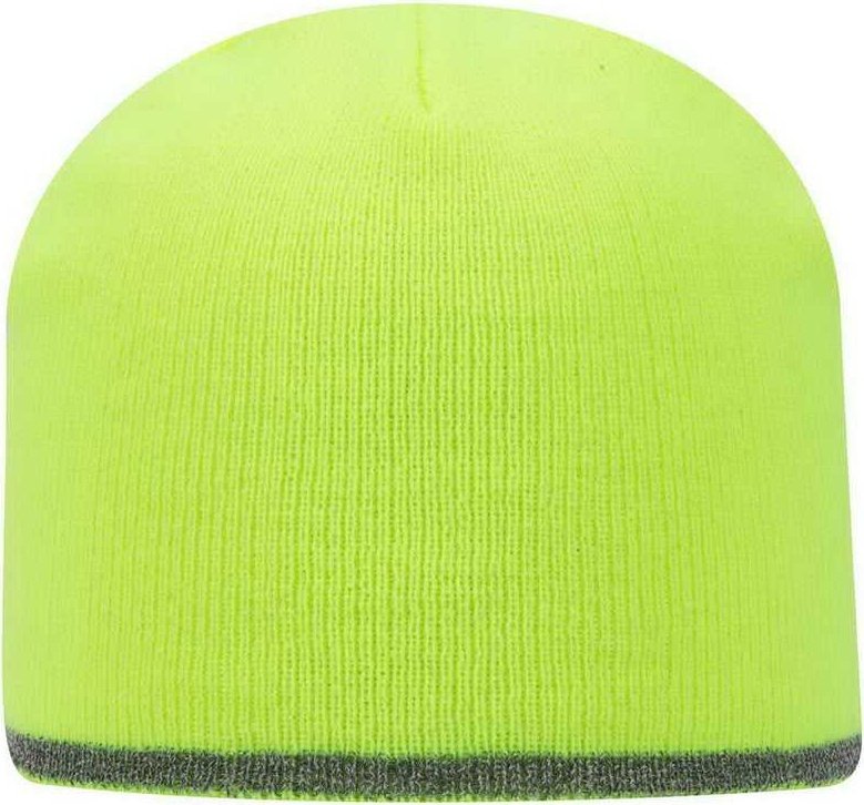 OTTO 91-1237 100% Acrylic 8&quot; Reflective Beanie - Neon Yellow - HIT a Double - 1
