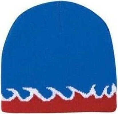 OTTO 91-628 Flame Design 100% Acrylic Knit 8 Reversible Beanie - Royal Red White - HIT a Double - 1