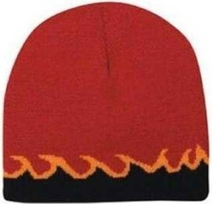 OTTO 91-628 Flame Design 100% Acrylic Knit 8 Reversible Beanie - Red Black Gold - HIT a Double - 1