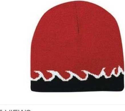 OTTO 91-628 Flame Design 100% Acrylic Knit 8 Reversible Beanie - Red Black White - HIT a Double - 1