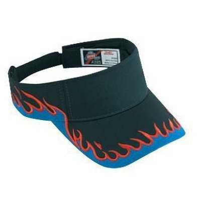 OTTO 95-543 Flame Pattern Cotton Twill Sun Visors - Black Royal Red - HIT a Double - 1