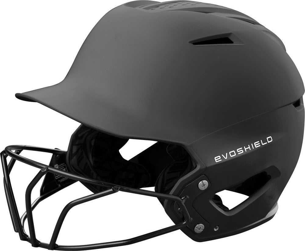 EvoShield XVT 2.0 Matte Batting Helmet with Fastpitch Mark - Charcoal with Fastpitch Mark - HIT a Double with Fastpitch Mark - 1