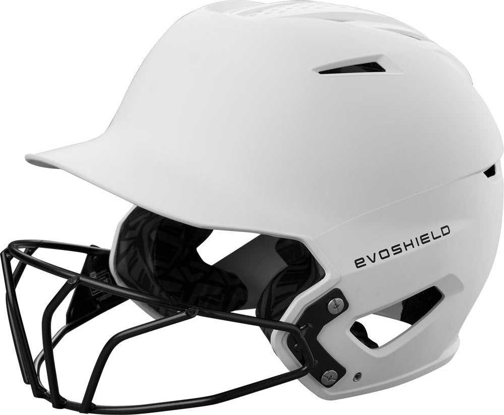 EvoShield XVT 2.0 Matte Batting Helmet with Fastpitch Mark - White with Fastpitch Mark - HIT a Double with Fastpitch Mark - 1