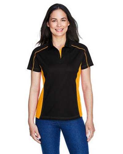 Extreme 75113 Ladies&#39; Eperformance Fuse Snag Protection Plus Colorblock Polo - Black Campus Gold - HIT a Double
