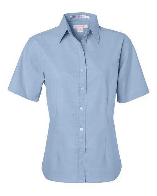 Featherlite 5231 Women&#39;s Short Sleeve Stain Resistant Oxford Shirt - Light Blue - HIT a Double