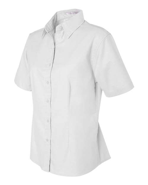 Featherlite 5231 Women&#39;s Short Sleeve Stain Resistant Oxford Shirt - White - HIT a Double