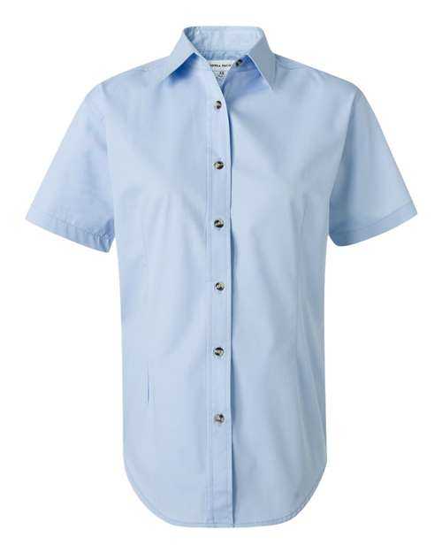 Featherlite 5281 Women&#39;s Short Sleeve Stain-Resistant Tapered Twill Shirt - Glacier Blue - HIT a Double