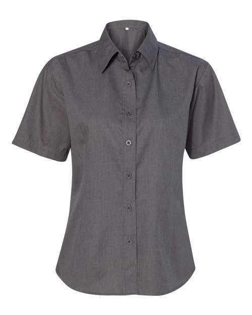 Featherlite 5281 Women&#39;s Short Sleeve Stain-Resistant Tapered Twill Shirt - Heathered Charcoal - HIT a Double