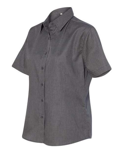 Featherlite 5281 Women&#39;s Short Sleeve Stain-Resistant Tapered Twill Shirt - Heathered Charcoal - HIT a Double