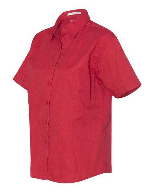 Featherlite 5281 Women&#39;s Short Sleeve Stain-Resistant Tapered Twill Shirt - Heathered Red - HIT a Double
