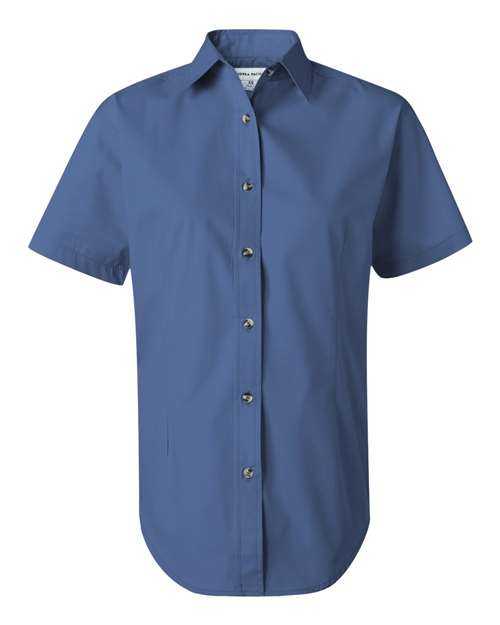 Featherlite 5281 Women&#39;s Short Sleeve Stain-Resistant Tapered Twill Shirt - Pacific Blue - HIT a Double