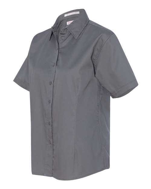 Featherlite 5281 Women's Short Sleeve Stain-Resistant Tapered Twill Shirt - Steel Grey - HIT a Double