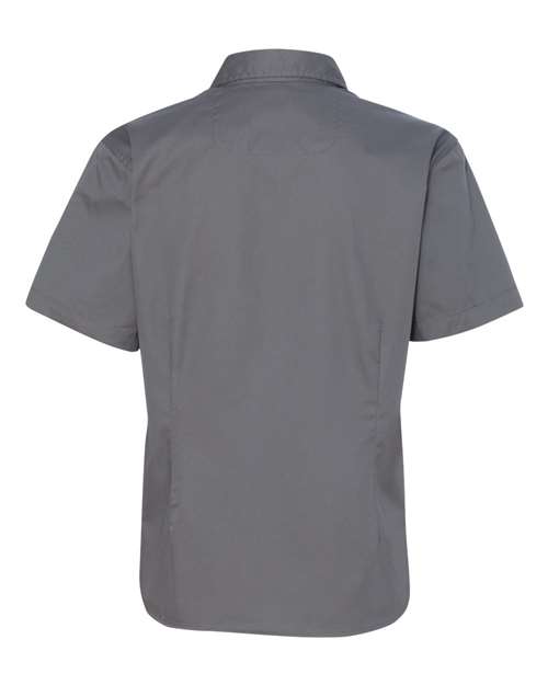 Featherlite 5281 Women&#39;s Short Sleeve Stain-Resistant Tapered Twill Shirt - Steel Grey - HIT a Double