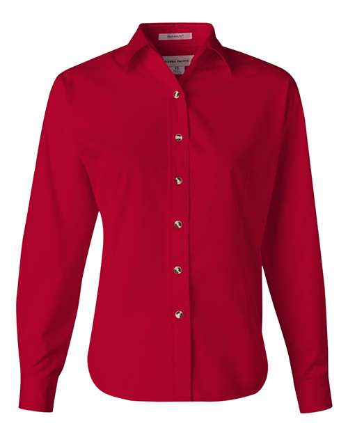 Featherlite 5283 Women&#39;s Long Sleeve Stain-Resistant Tapered Twill Shirt - American Red - HIT a Double