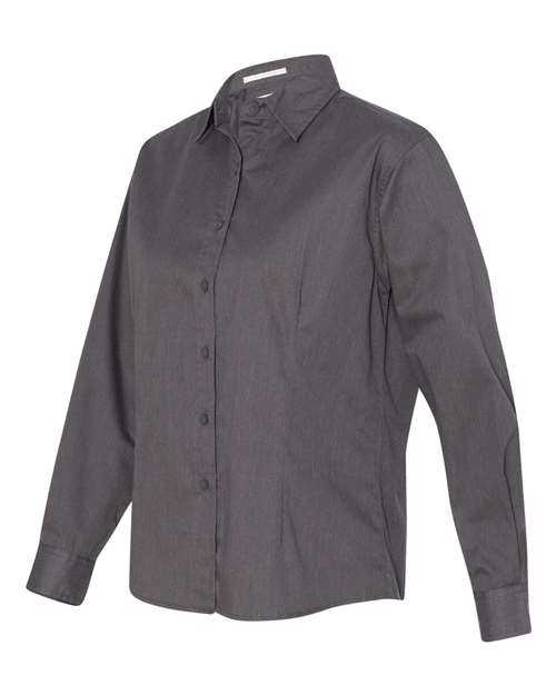 Featherlite 5283 Women's Long Sleeve Stain-Resistant Tapered Twill Shirt - Heathered Charcoal - HIT a Double