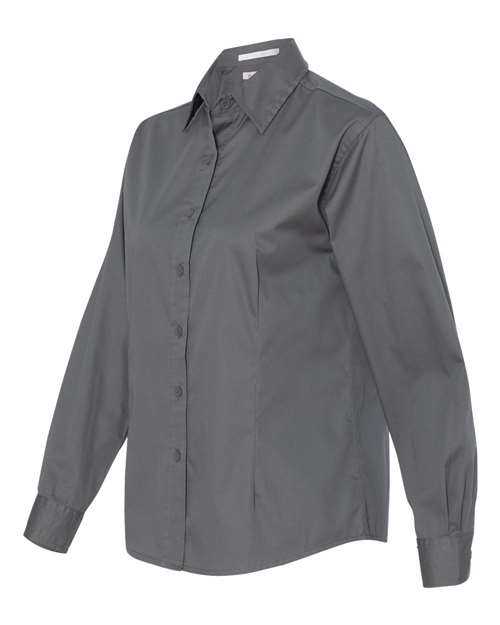Featherlite 5283 Women&#39;s Long Sleeve Stain-Resistant Tapered Twill Shirt - Steel Grey - HIT a Double