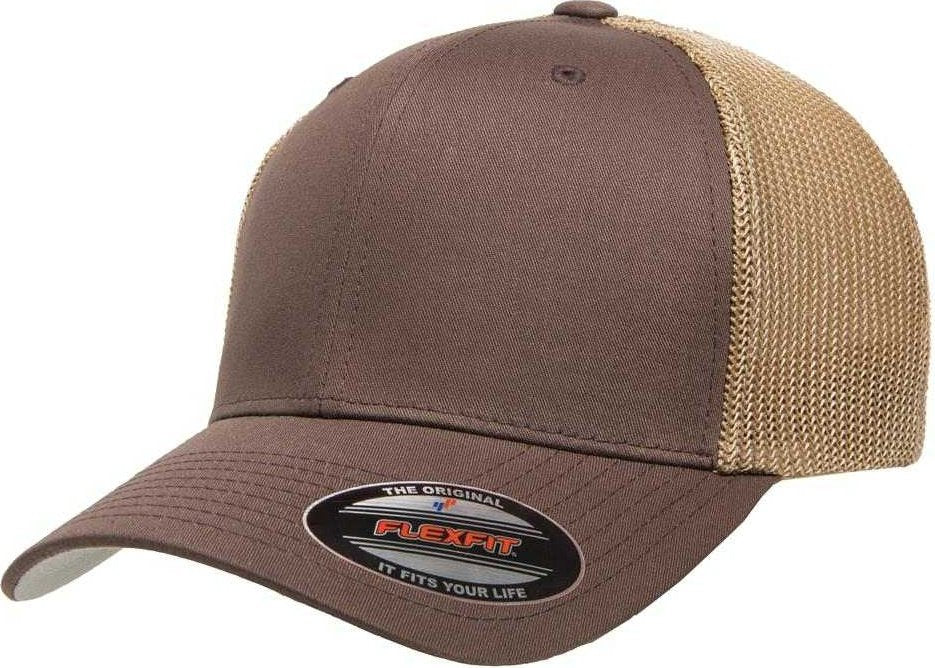 Flexfit 6511 Trucker Cap - Brown Khaki - HIT a Double