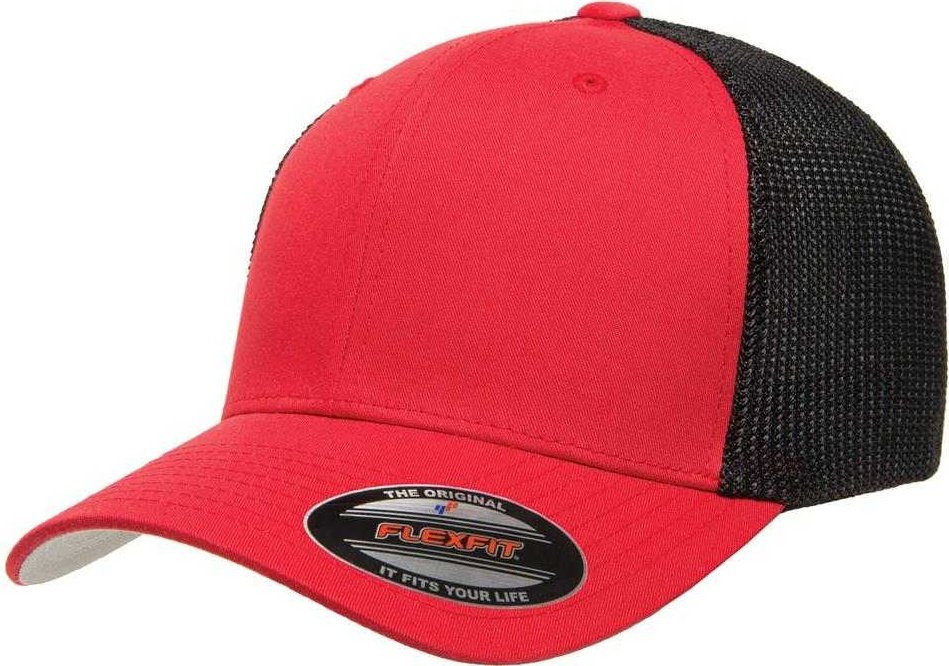 Flexfit 6511 Trucker Cap - Red Black