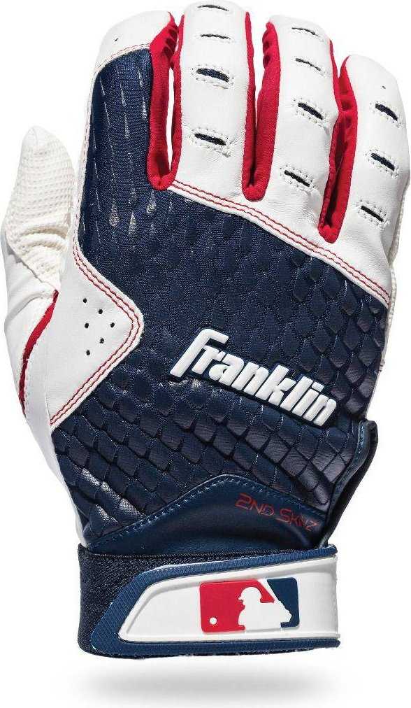 Franklin 2nd-Skinz Adult Batting Gloves - White Navy - HIT a Double