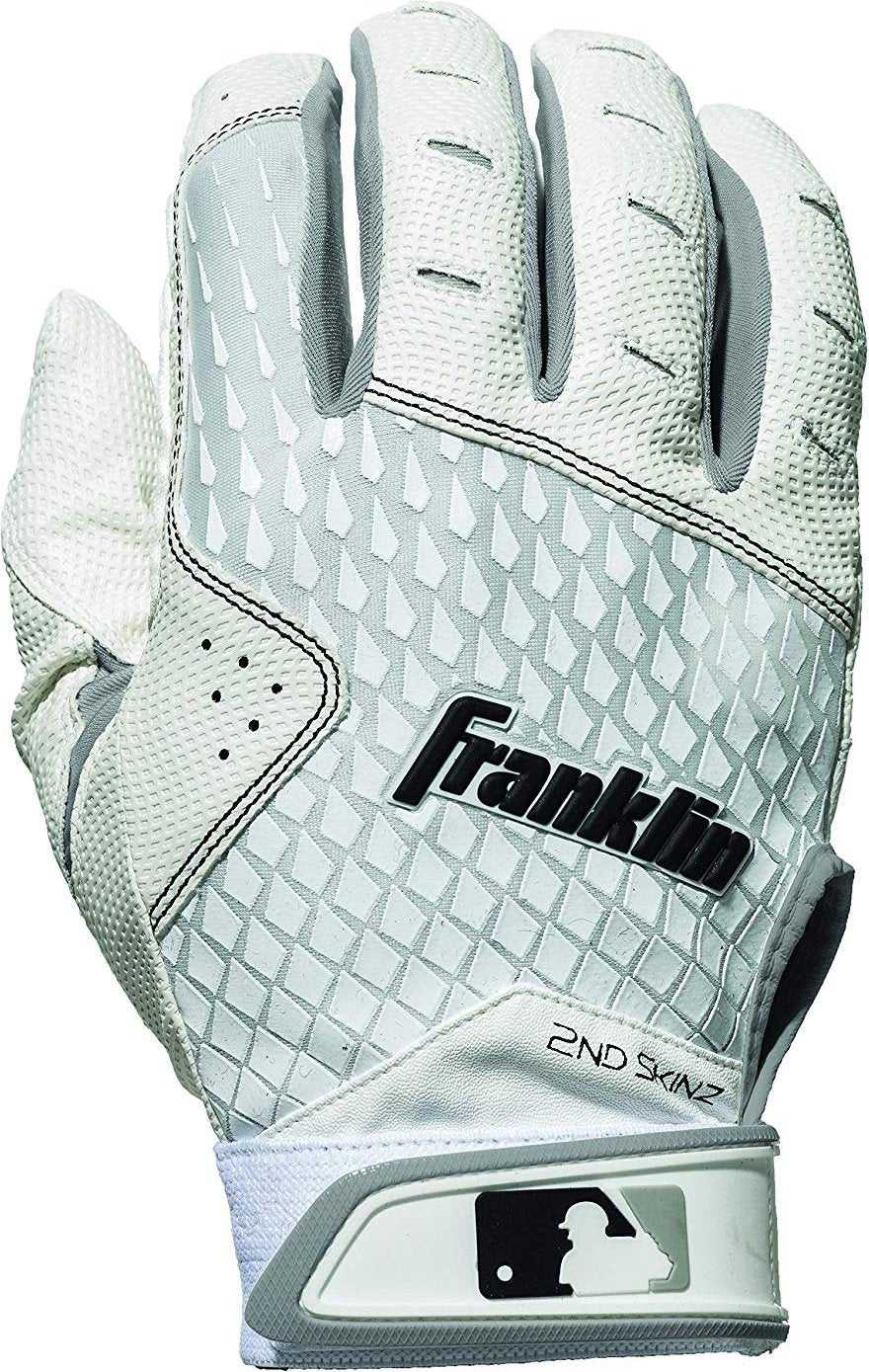 Franklin 2nd-Skinz Youth Batting Gloves - White - HIT a Double