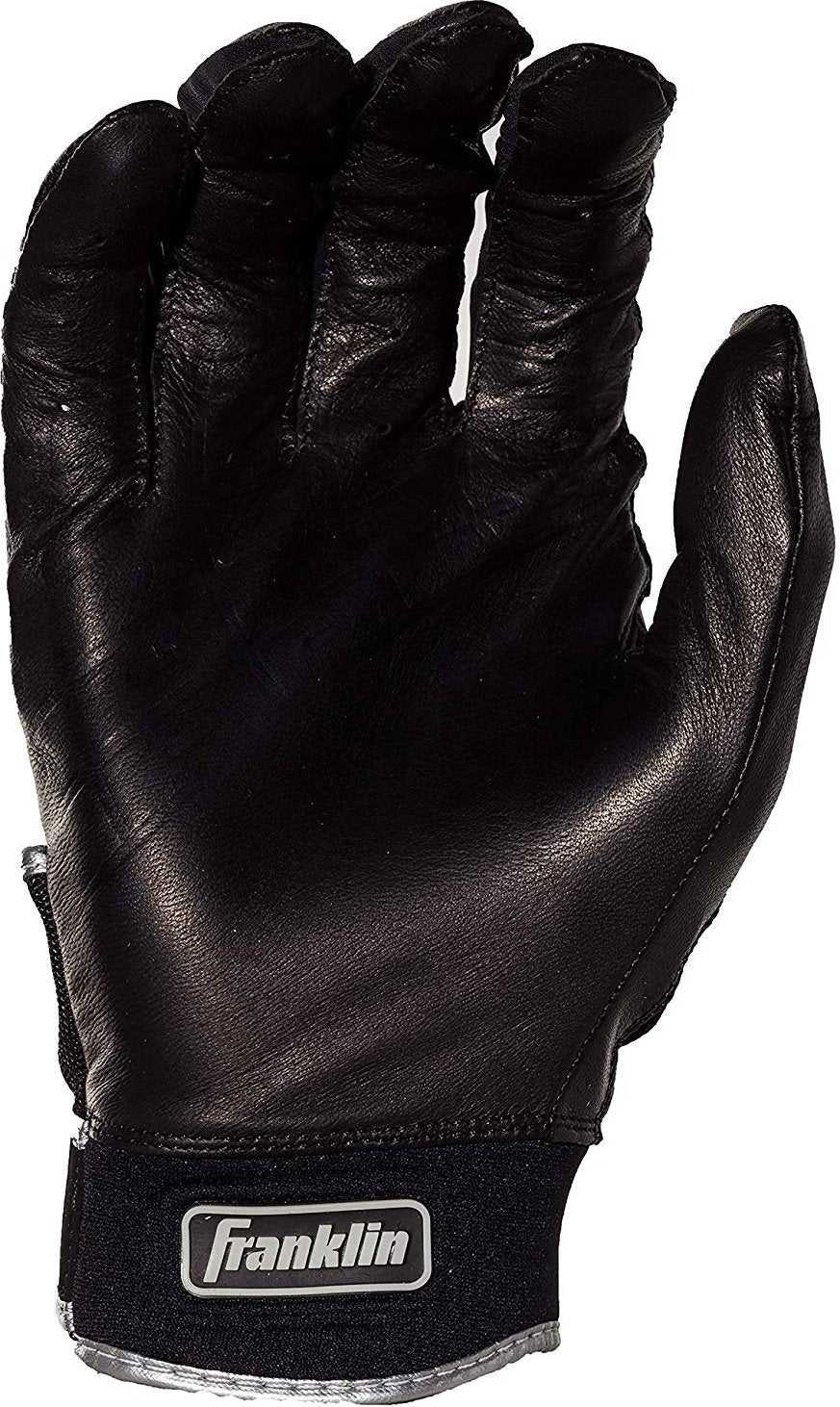 Franklin Chrome Powerstrap Adult Batting Gloves - Black - HIT a Double
