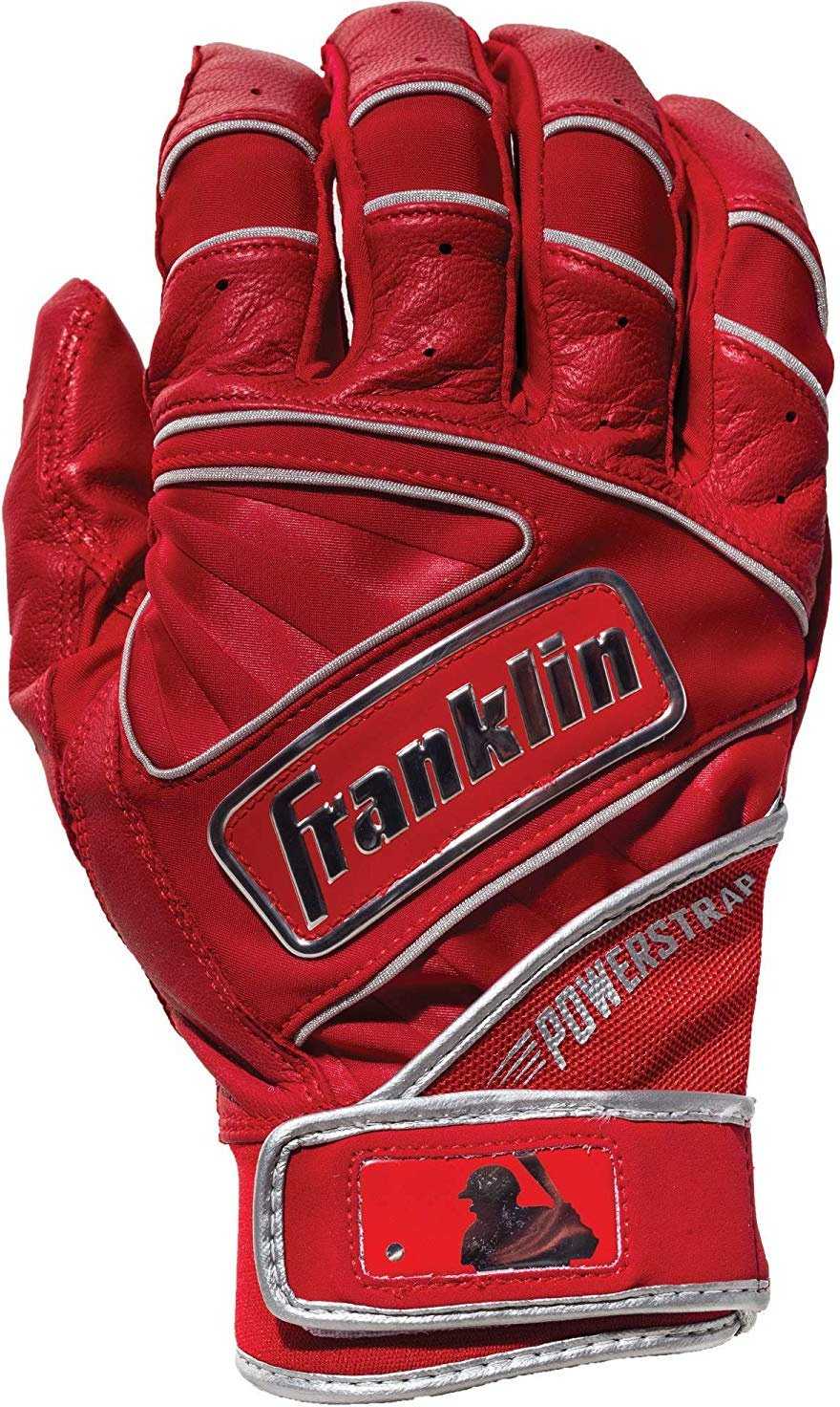 Franklin Chrome Powerstrap Adult Batting Gloves - Red - HIT a Double