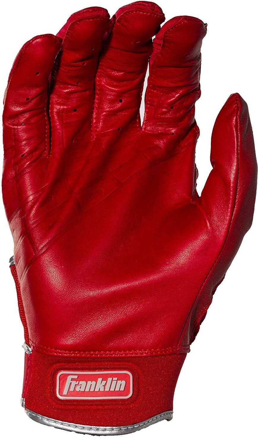 Franklin Chrome Powerstrap Adult Batting Gloves - Red - HIT a Double