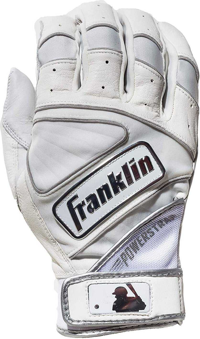 Franklin Chrome Powerstrap Adult Batting Gloves - White - HIT a Double