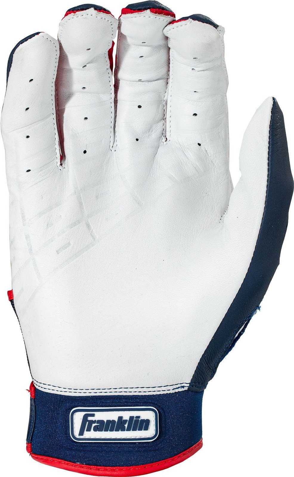 Franklin Powerstrap Hi-Lite Adult Batting Gloves - Red White Blue - HIT a Double