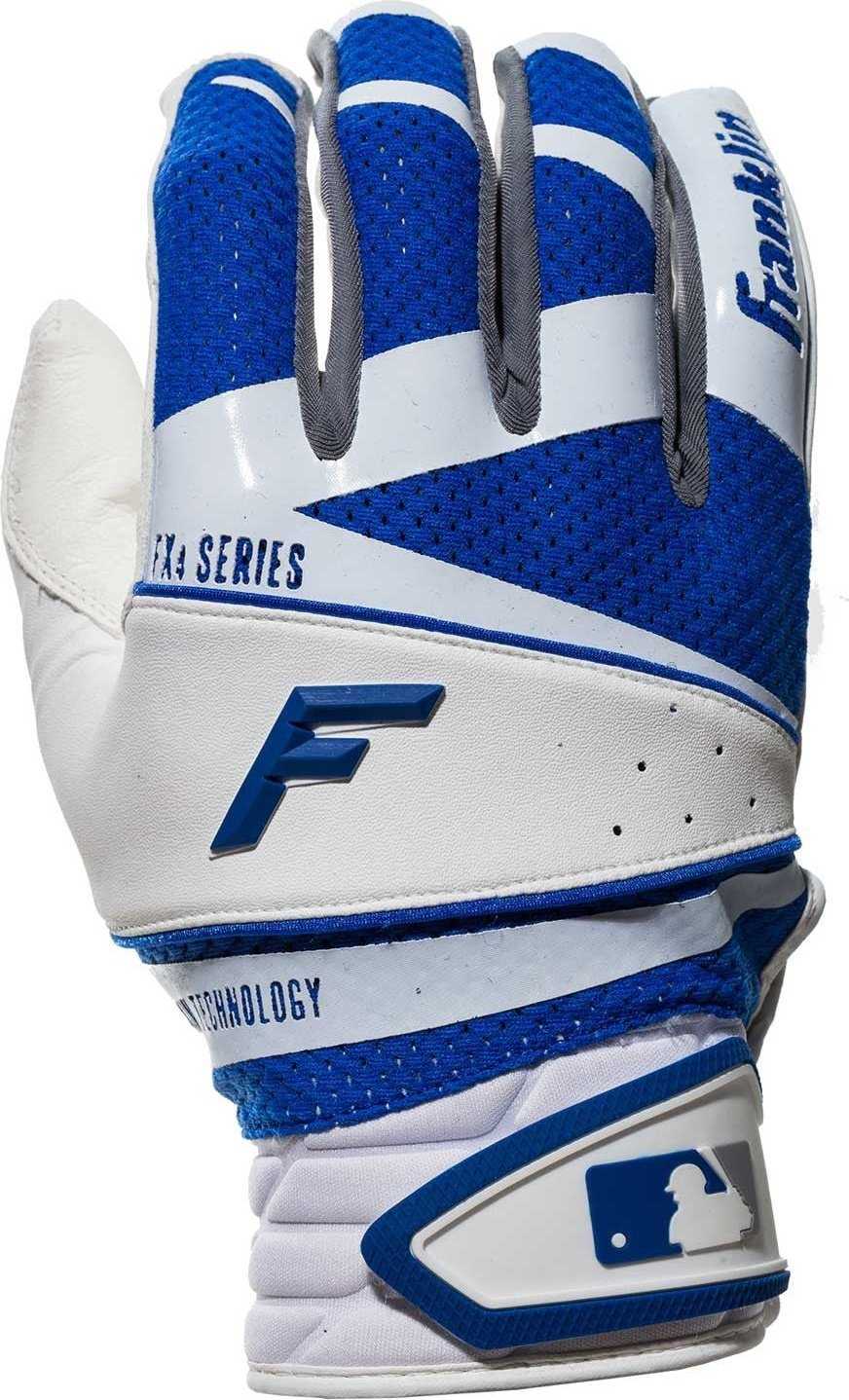 Franklin&#39;s Freeflex Pro Adult Batting Gloves - White Royal - HIT a Double