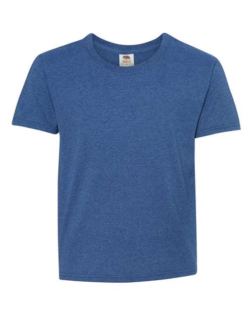 Fruit Of The Loom 3930BR HD Cotton Youth Short Sleeve T-Shirt - Retro Heather Royal - HIT a Double
