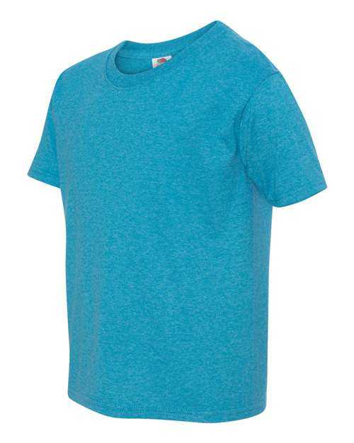 Fruit Of The Loom 3930BR HD Cotton Youth Short Sleeve T-Shirt - Turquoise Heather - HIT a Double