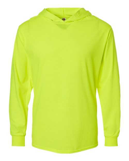 Fruit Of The Loom 4930LSH HD Cotton Jersey Hooded T-Shirt - Safety Green - HIT a Double