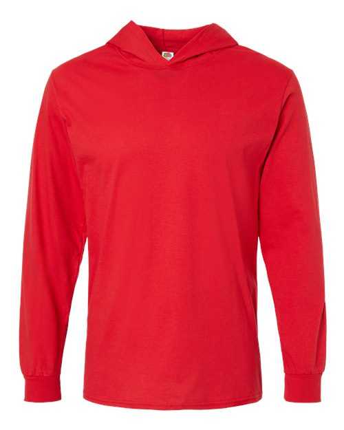 Fruit Of The Loom 4930LSH HD Cotton Jersey Hooded T-Shirt - True Red - HIT a Double