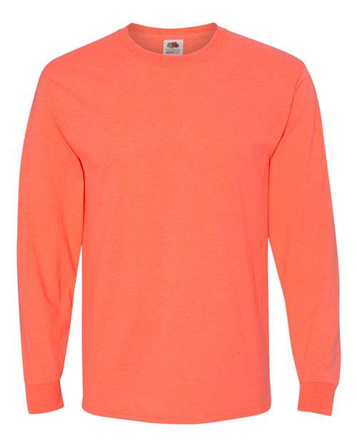 Fruit Of The Loom 4930R HD Cotton Long Sleeve T-Shirt - Retro Heather Coral - HIT a Double