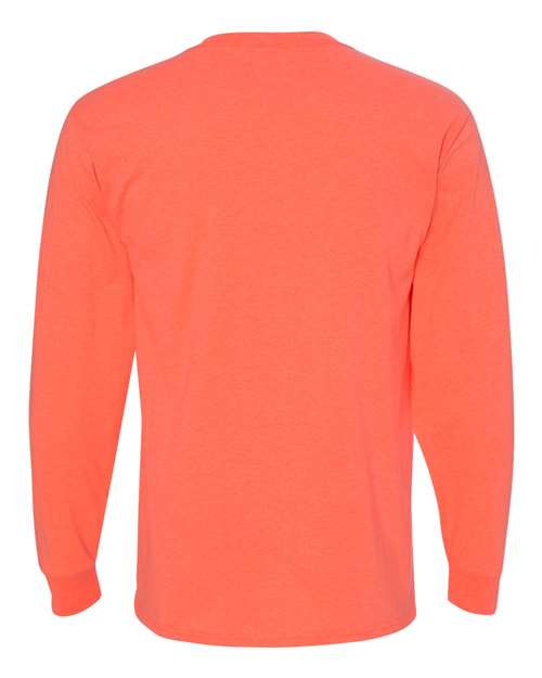 Fruit Of The Loom 4930R HD Cotton Long Sleeve T-Shirt - Retro Heather Coral - HIT a Double